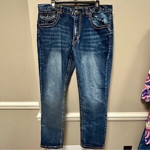 Men's Blue Jeans 👖 True Luck Sz 36 32 EUC